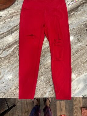 Red High-Waist Women's Leggings - Sleek Solid Active Legging